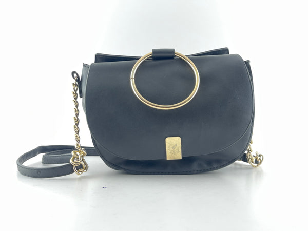 BLACK LEATHER LADIES SHOULDER BAG